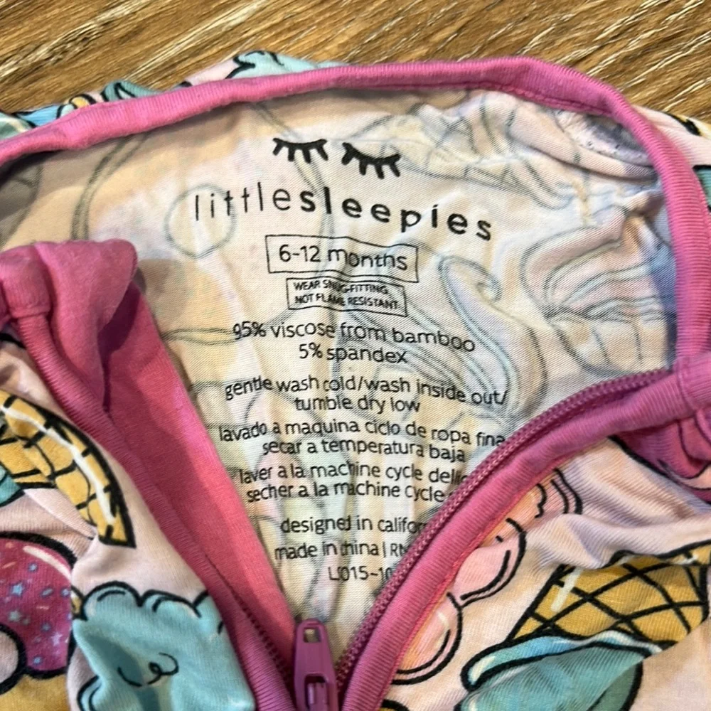 Little Sleepies Pink Footies One Piece with Floral Print - Picture 2 of 2